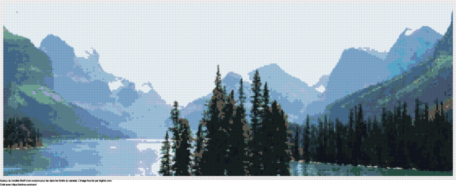 Motif de point de croix Lac dans les forêts du Canada gratuit