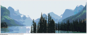 Desenhos Lago nas florestas do Canadá de ponto-cruz gratuitos