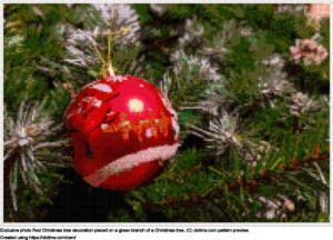 Free Christmas tree decoration on a branch of a Christmas tree cross-stitching design