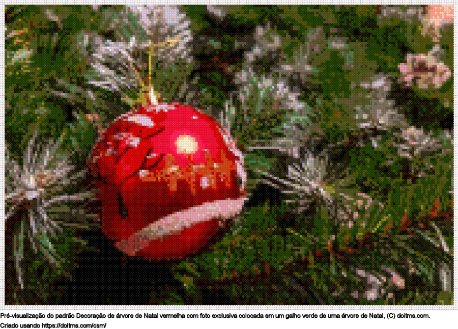 Desenhos Decoração de árvore de Natal em um galho de árvore de Natal de ponto-cruz gratuitos
