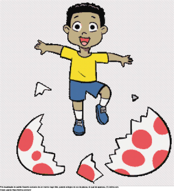 Desenhos Menino negro pulando de ovo de páscoa de ponto-cruz gratuitos