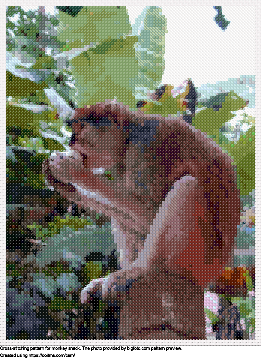 Free monkey snack cross-stitching design