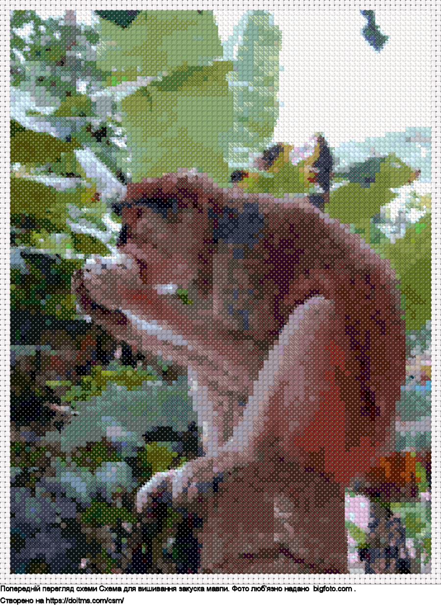 Безкоштовна схема Закуска мавпи для вишивання хрестиком
