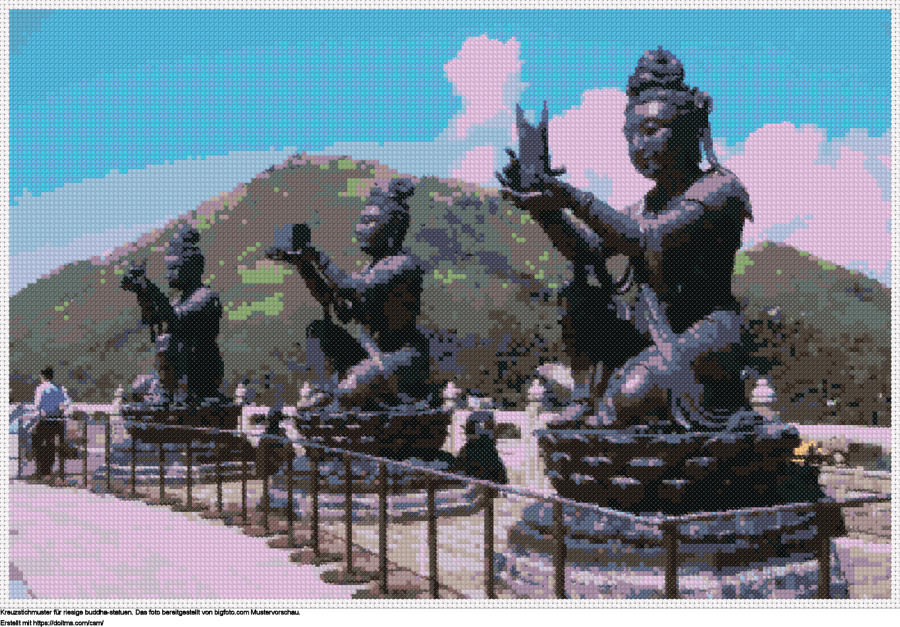 FreieRiesige Buddha-Statuen Kreuzstich-Design
