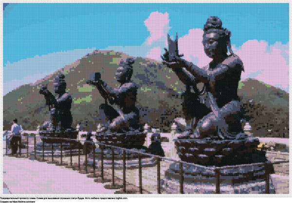 Бесплатная схема Огромные статуи будда для вышивания крестиком