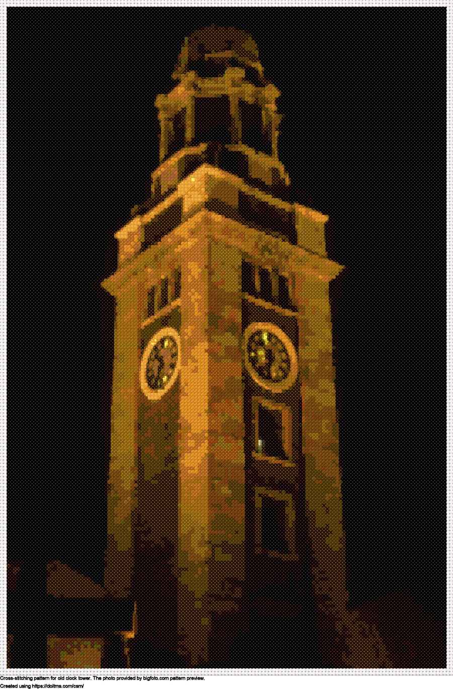 Free old clock tower cross-stitching design
