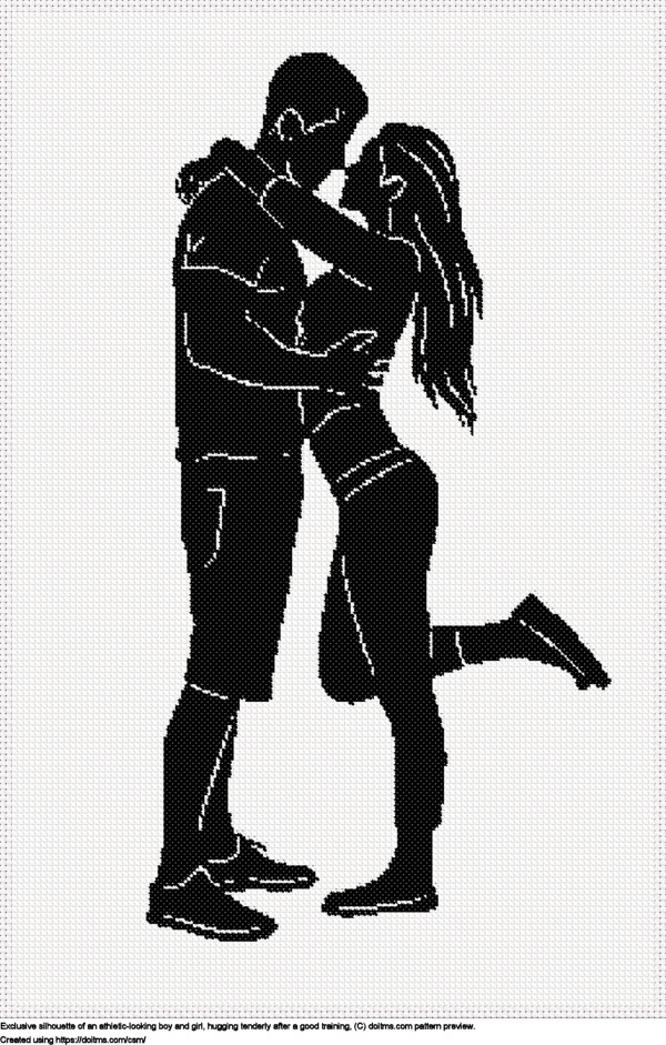 boy and girl hugging silhouette