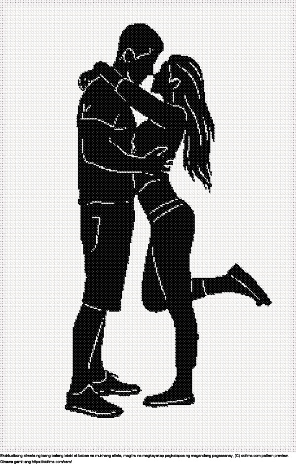 Libreng Hugging athletic couple silhouette disenyo para sa cross-stitching