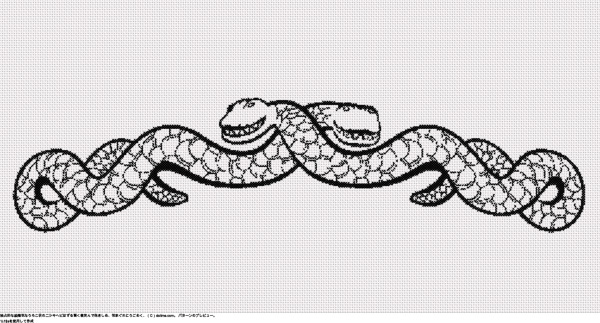 無料のニシキヘビを抱きしめて笑うクロスステッチデザイン