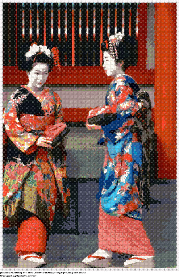 Libreng geisha relax disenyo para sa cross-stitching