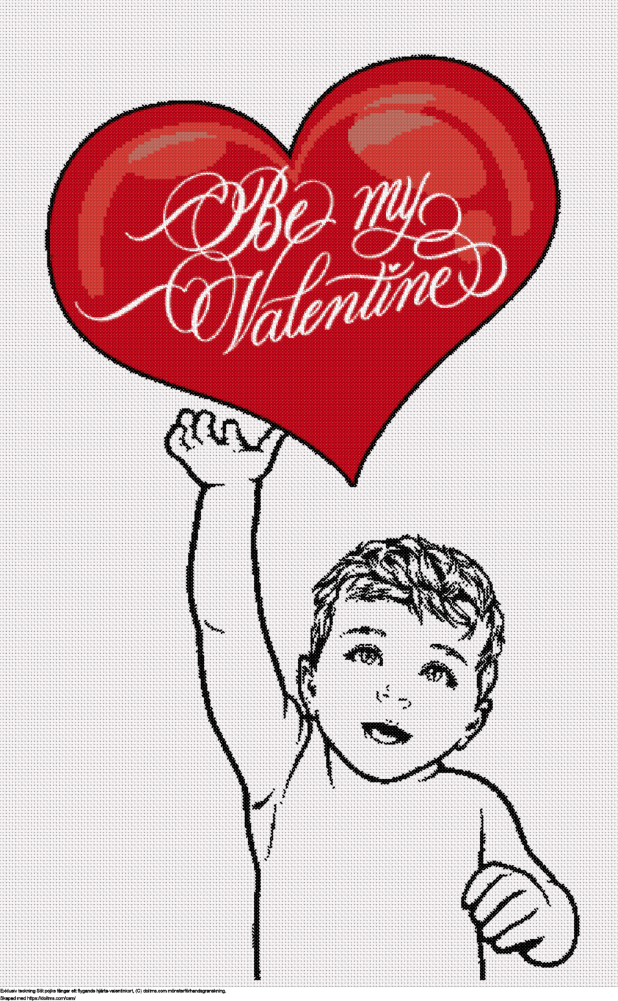 Gratis Barn som fångar en flygande valentin korsstygnsdesign