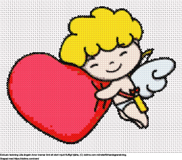 Gratis Lilla Amor kramar ett hjärta korsstygnsdesign