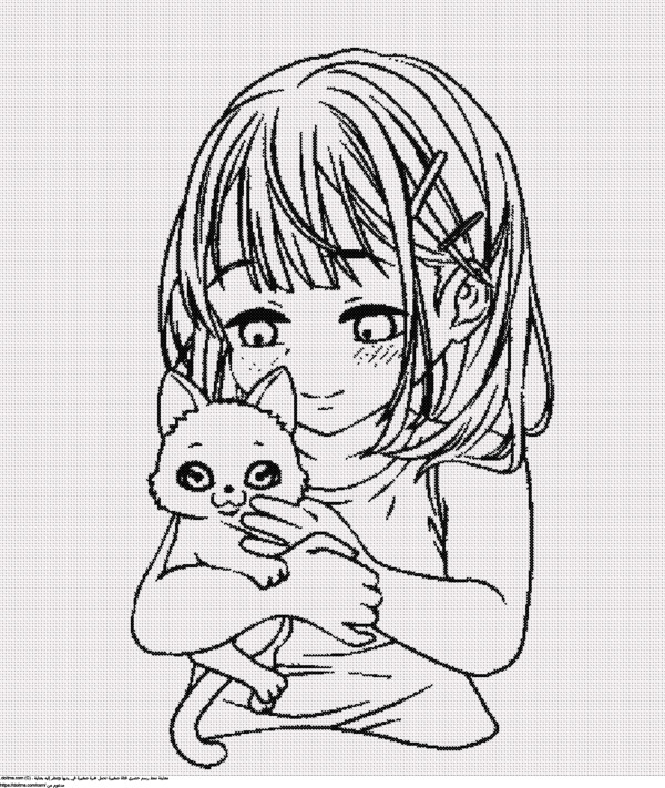  فتاة صغيرة تعانق قطة تصميم تطريز مجاني 