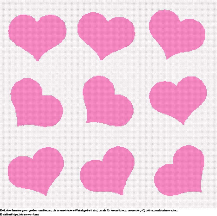 FreieSammlung große rosa Herzen Kreuzstich-Design