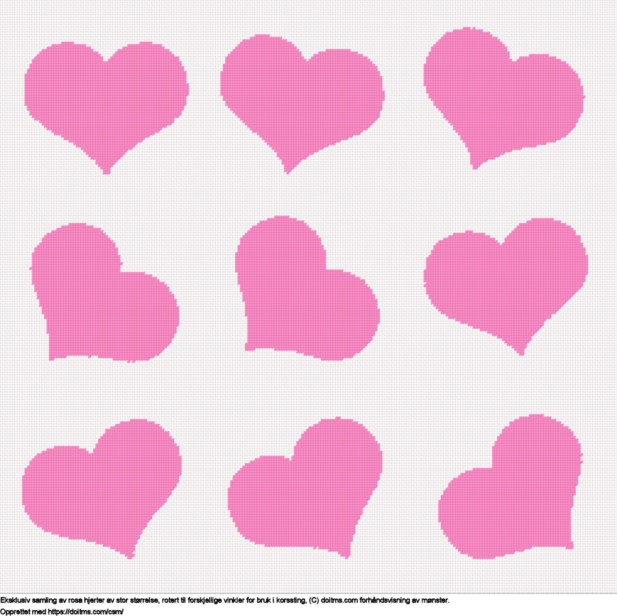 Gratis Samling av store rosa hjerter korsstingdesign