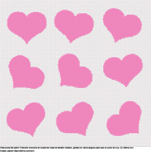 Diseño de punto de cruz Colección de corazones rosas medianos gratis
