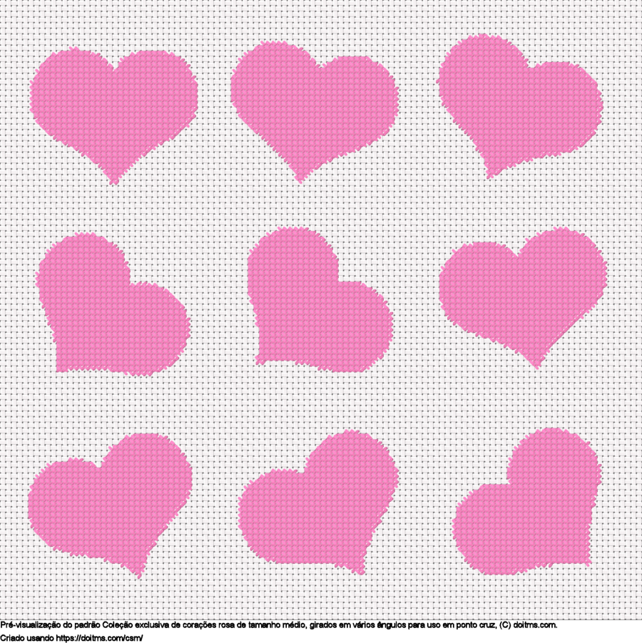 Desenhos Coleção de corações rosa médios de ponto-cruz gratuitos
