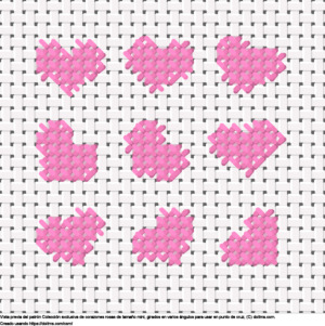 Diseño de punto de cruz Colección de mini corazones rosas gratis