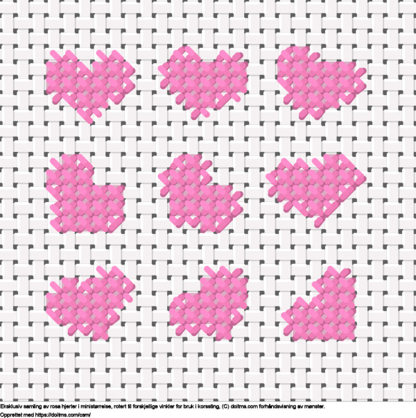 Gratis Samling av mini rosa hjerter korsstingdesign