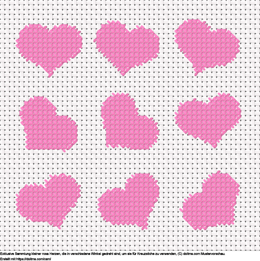 FreieSammlung kleine rosa Herzen Kreuzstich-Design