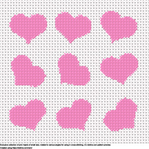 Free Collection of small pink hearts cross-stitching design