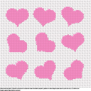 Diseño de punto de cruz Colección de pequeños corazones rosas gratis