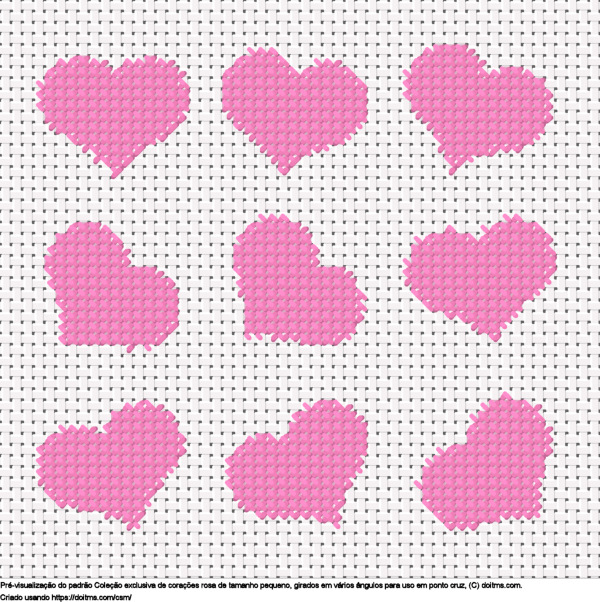 Desenhos Coleção de pequenos corações rosa de ponto-cruz gratuitos