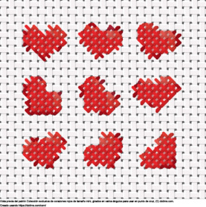 Diseño de punto de cruz Colección de mini corazones rojos gratis
