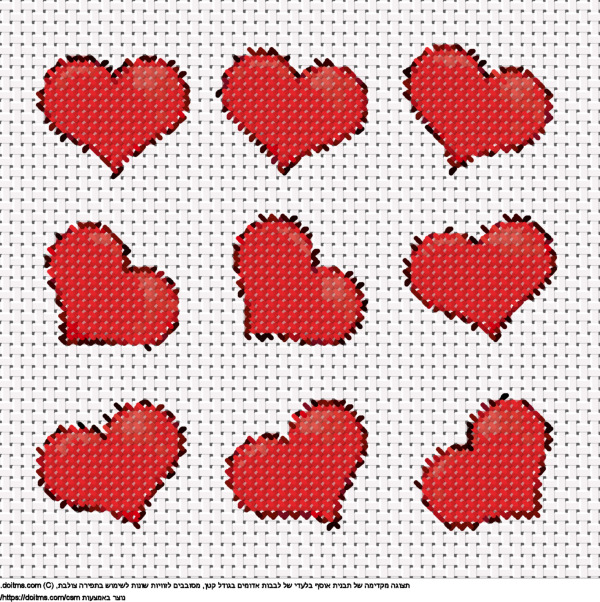 עיצוב רקמת צלבים אוסף לבבות אדומים קטנים בחינם