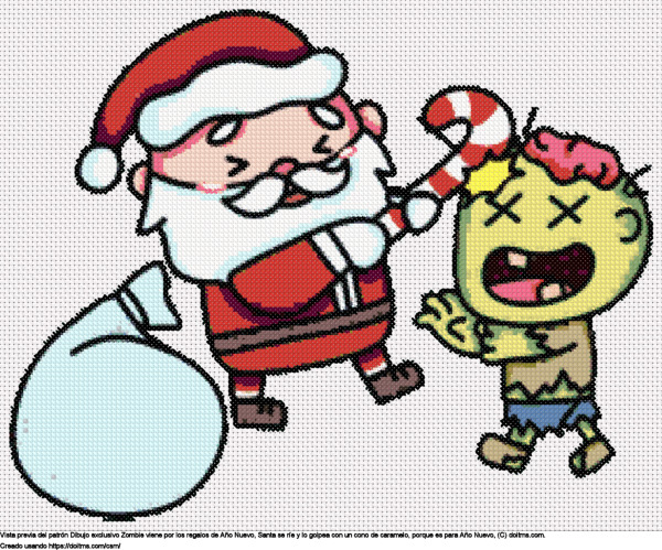 Diseño de punto de cruz Laughing Santa lanza un zombi del Año Nuevo gratis
