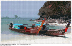 Free Two boats are waiting for tourists cross-stitching design