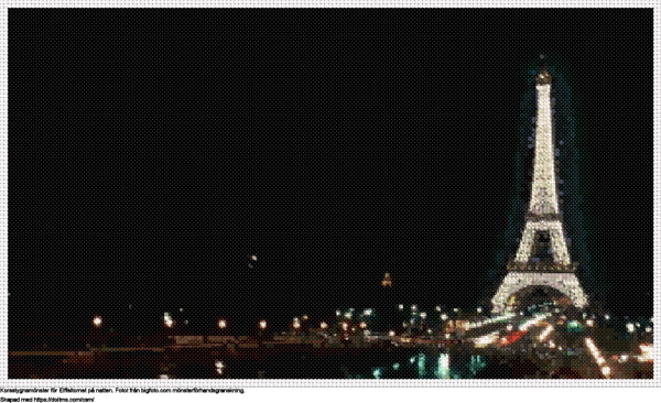 Gratis Eiffeltornet på natten korsstygnsdesign