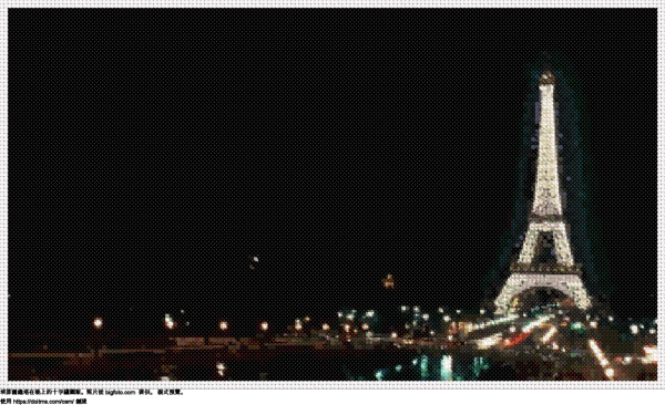 免費 埃菲爾鐵塔在晚上 十字縫設計