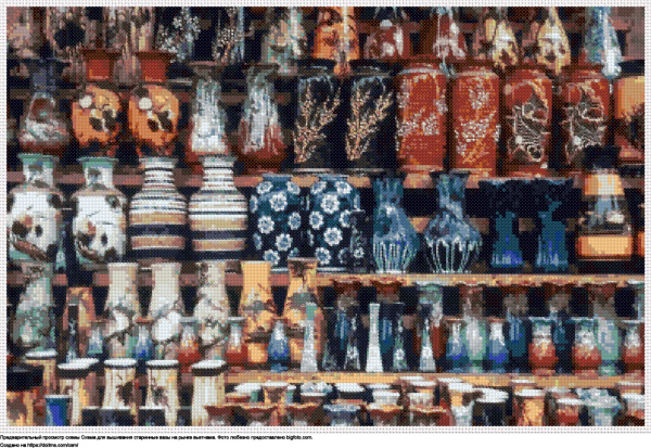 Бесплатная схема Старинные вазы на рынке Вьетнама для вышивания крестиком