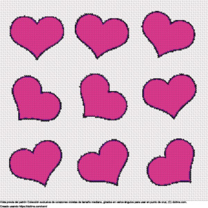 Diseño de punto de cruz Colección de corazones violetas medianos gratis
