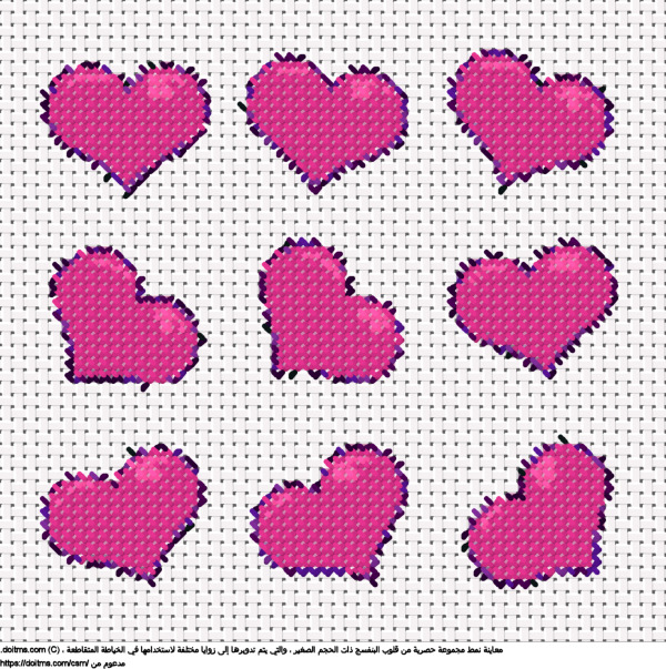  مجموعة من قلوب البنفسج الصغيرة تصميم تطريز مجاني 