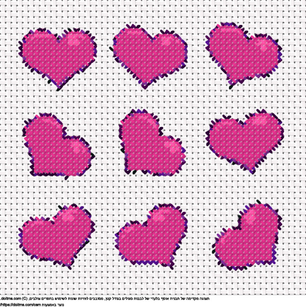 עיצוב רקמת צלבים אוסף לבבות סגולים קטנים בחינם