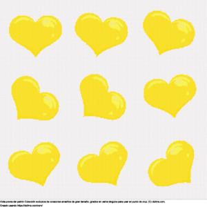 Diseño de punto de cruz Colección de grandes corazones amarillos gratis