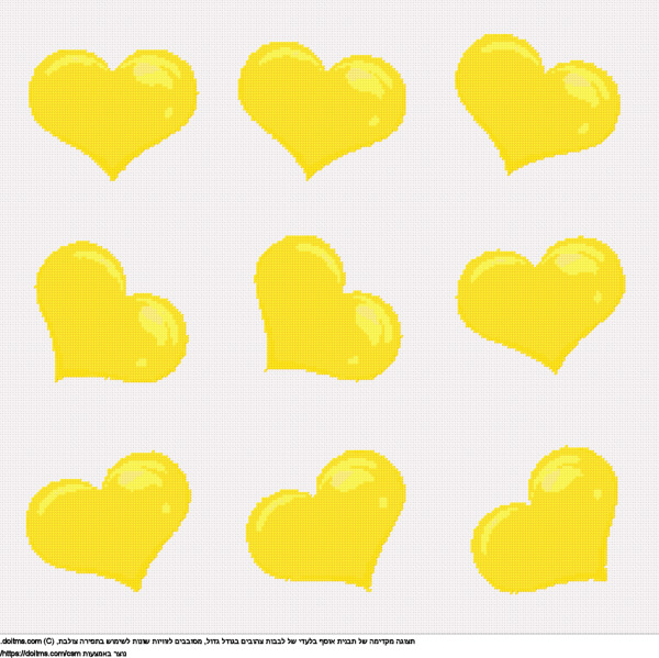 עיצוב רקמת צלבים אוסף לבבות צהובים גדולים בחינם