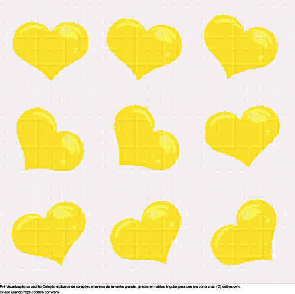 Desenhos Coleção de grandes corações amarelos de ponto-cruz gratuitos