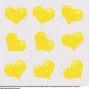 Diseño de punto de cruz Colección de corazones amarillos medianos gratis