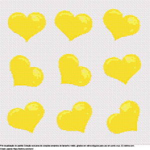 Desenhos Coleção de corações amarelos médios de ponto-cruz gratuitos