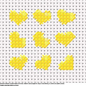 Free Collection of mini yellow hearts cross-stitching design