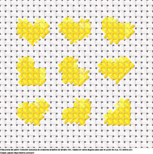 Diseño de punto de cruz Colección de mini corazones amarillos gratis
