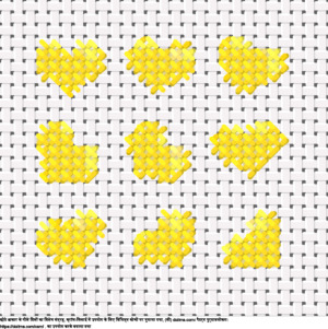 फ्री मिनी पीले दिलों का संग्रह क्रॉस-सिलाई डिजाइन
