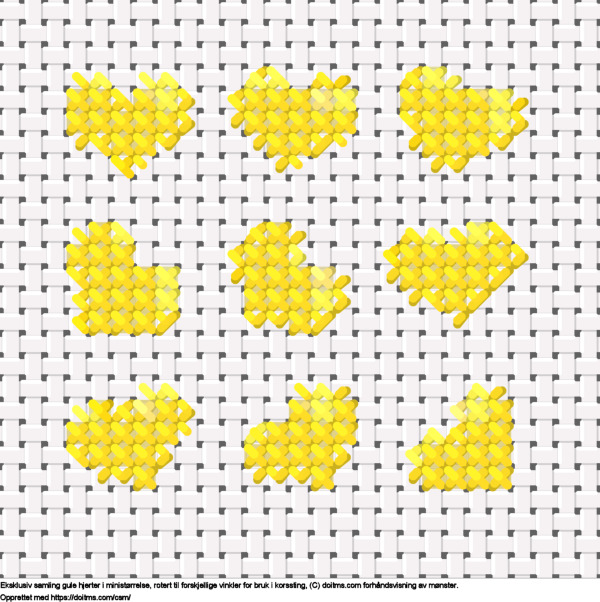 Gratis Samling av mini gule hjerter korsstingdesign