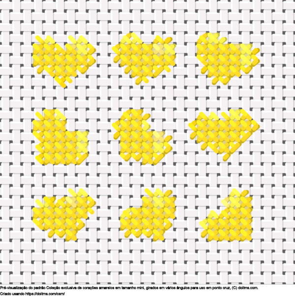 Desenhos Coleção de mini corações amarelos de ponto-cruz gratuitos
