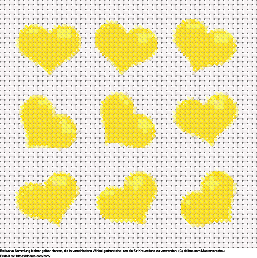 FreieSammlung kleine gelbe Herzen Kreuzstich-Design