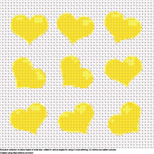 Free Collection of small yellow hearts cross-stitching design