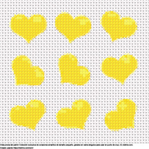 Diseño de punto de cruz Colección de pequeños corazones amarillos gratis